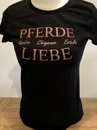 T-Shirt für Damen - Pferdeliebe - schwarz - Personaliesiert